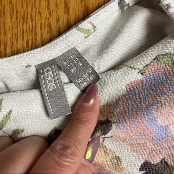 ASOS Floral Lace up Crop Top Size 6 Milkmaid Coquette - Picture 4 of 4